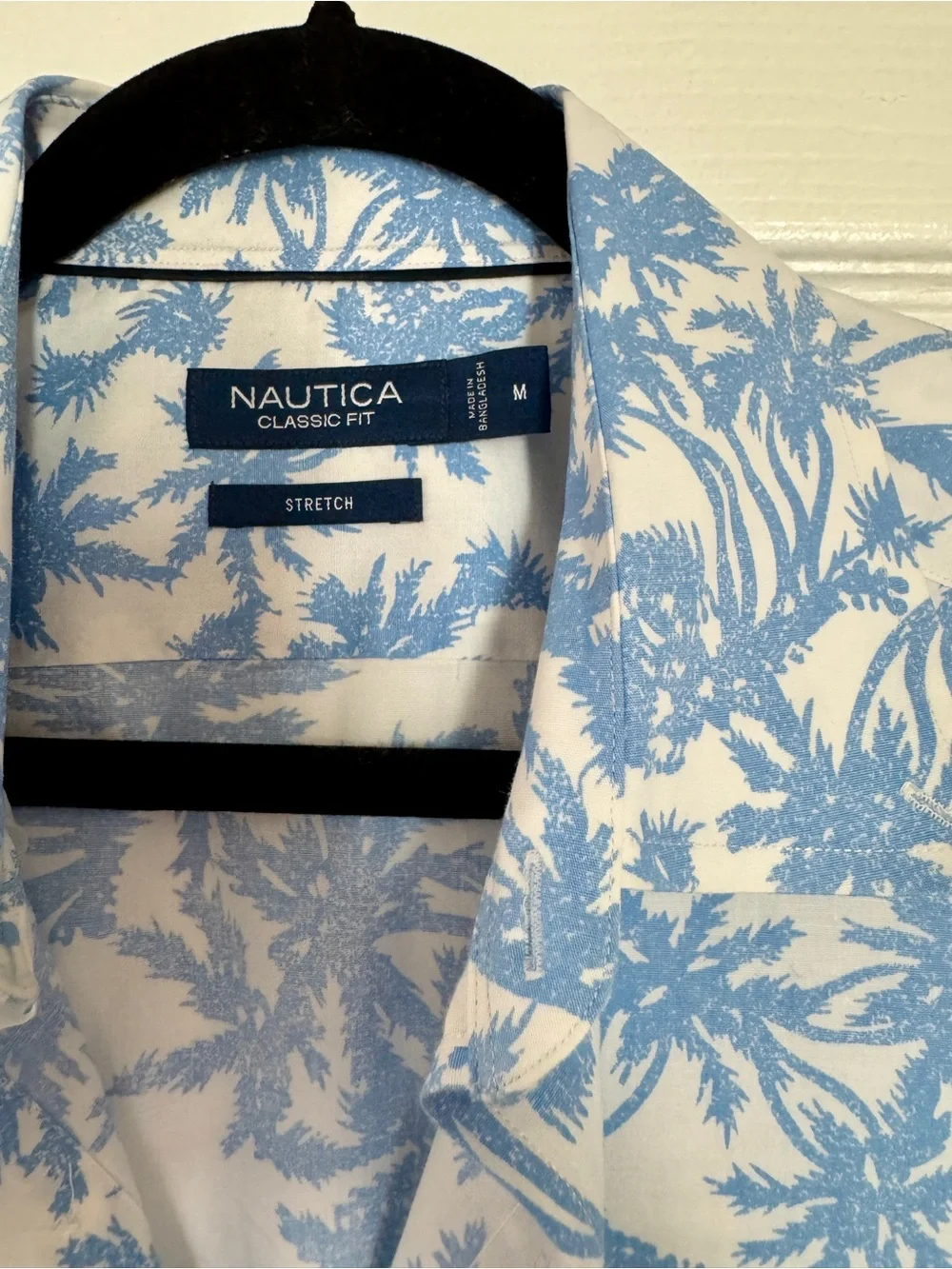Nautica White Short-Sleeve Palm Print Button-Down Shirt
